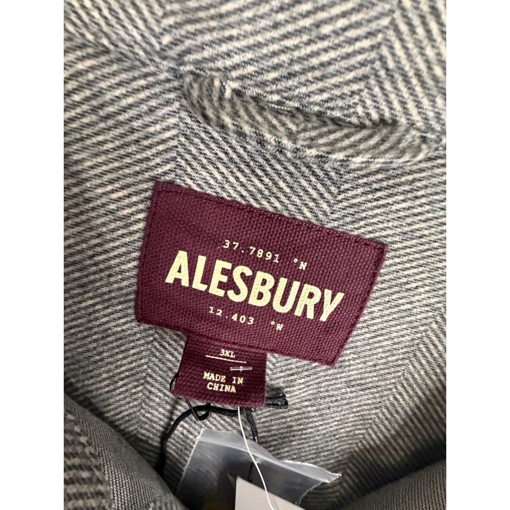 Alesbury Mens 3XL Gray Herringbone Button Down Shirt Long Sleeve Stitch Fix NEW - Picture 6 of 10